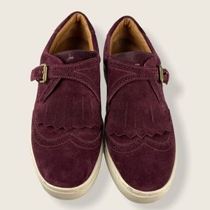Frye Gemma Kiltie wine colored suede loafers 7.5